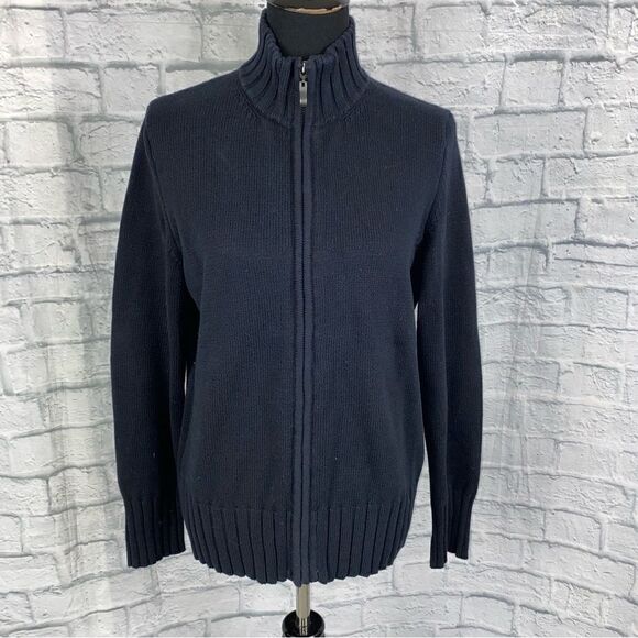 Karen Scott full zip sweater jacket black size LG - Picture 1 of 12